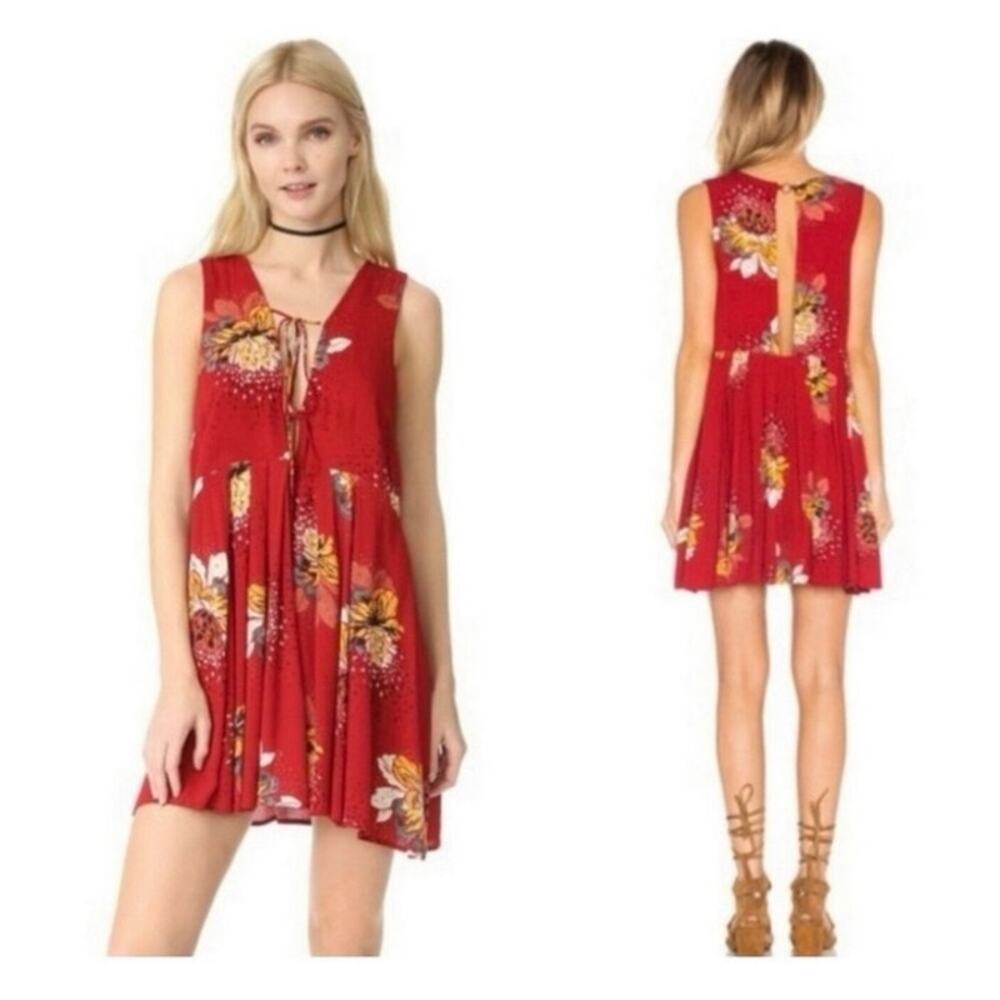 Free‎ People Lovely Day Red Tunic Dress Size Small